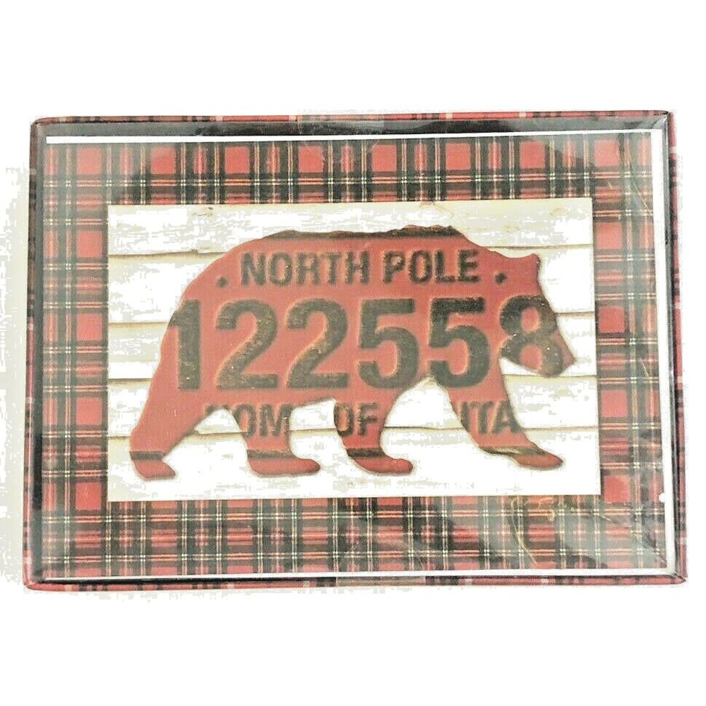 Christmas Cards Plaid Bear Boxed 18 Cards 19 Envelopes North Pole Farmhouse